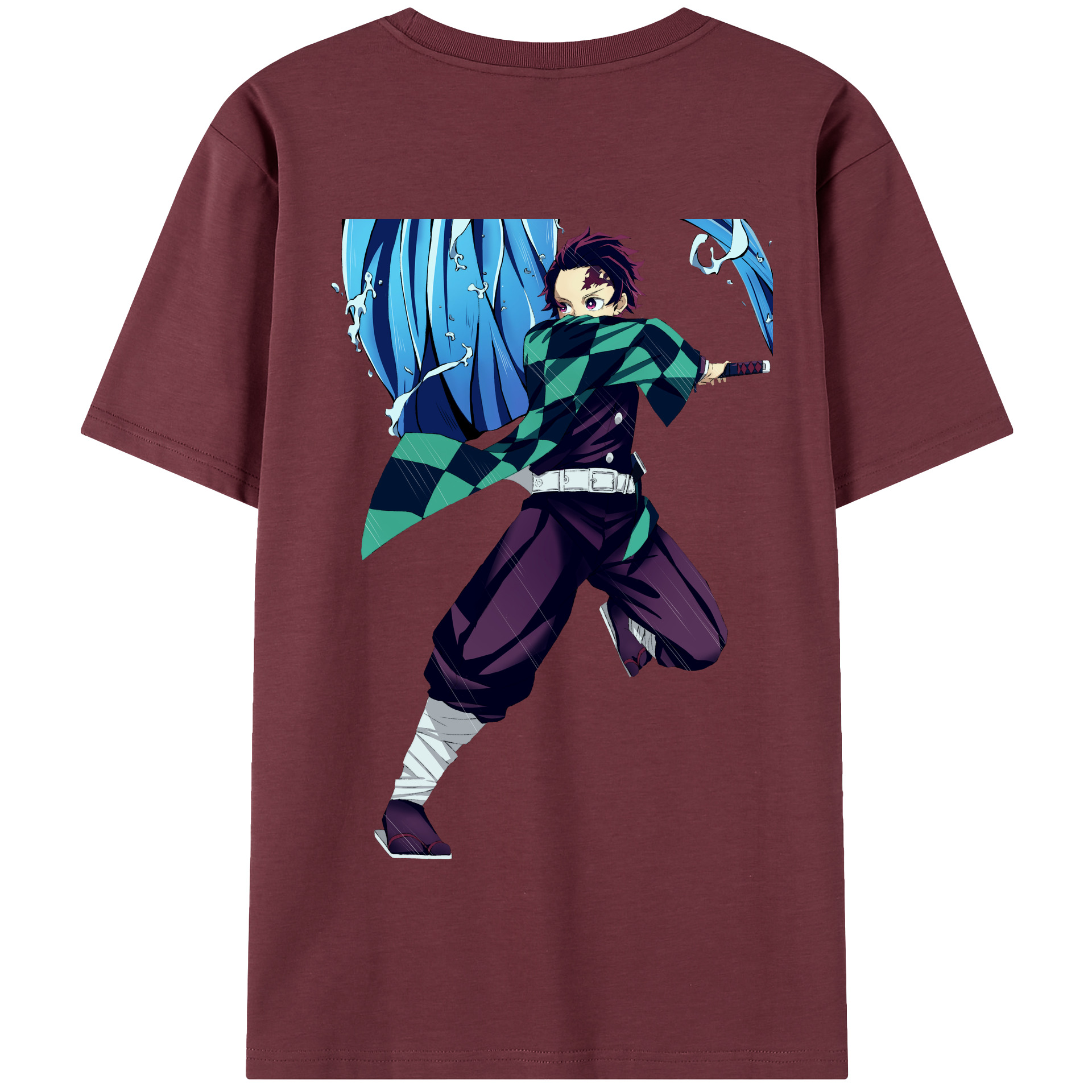 （画像用） 鬼滅の刃 竈門 炭治郎／かまど たんじろう Kamado Tanjirou 綿100％半袖Tシャツ（背面プリント）